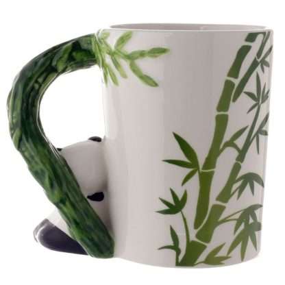 Panda with Bamboo Decal Ceramic Shaped Handle Mug - Image 3
