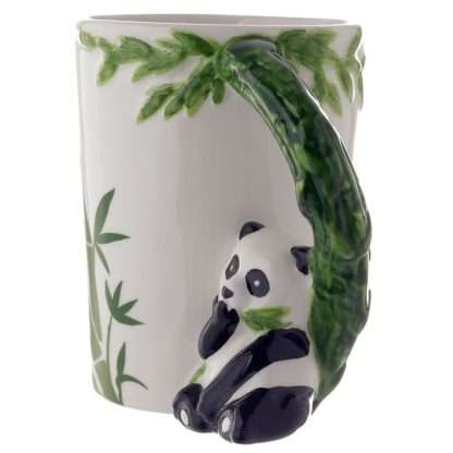 Panda with Bamboo Decal Ceramic Shaped Handle Mug - Image 4