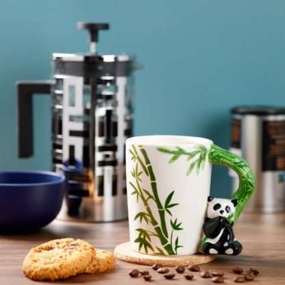 Panda with Bamboo Decal Ceramic Shaped Handle Mug - Image 5