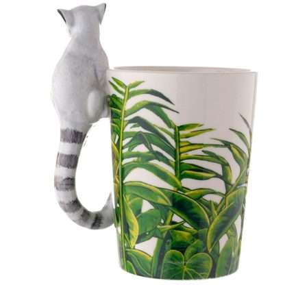Lemur with Jungle Decal Ceramic Shaped Handle Mug - Image 3