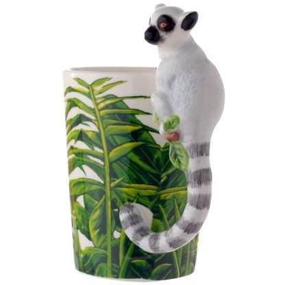 Lemur with Jungle Decal Ceramic Shaped Handle Mug - Image 4