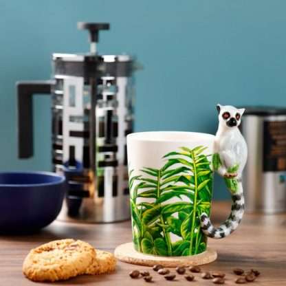 Lemur with Jungle Decal Ceramic Shaped Handle Mug - Image 5