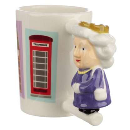 London Souvenir Queen Ceramic Shaped Handle Mug - Image 2