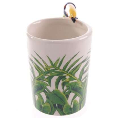 Toucan with Jungle Decal Ceramic Shaped Handle Mug - Image 2