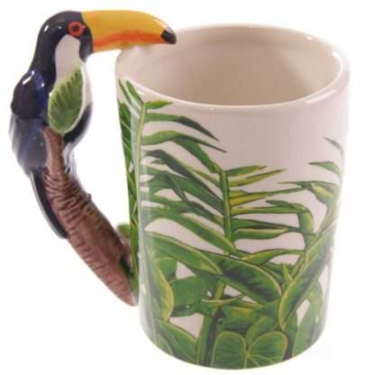 Toucan with Jungle Decal Ceramic Shaped Handle Mug - Image 3