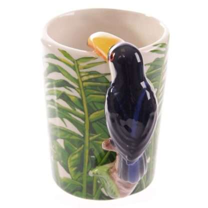 Toucan with Jungle Decal Ceramic Shaped Handle Mug - Image 4