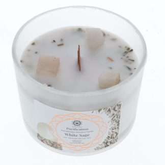 Green Tree Gemstone Candle  - Purification White Sage & Selenite
