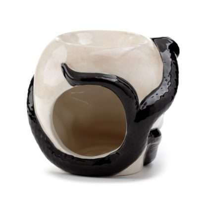 Skull with Coiled Snake Shaped Ceramic Oil Burner - Image 3