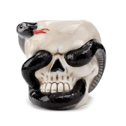 Skull with Coiled Snake Shaped Ceramic Oil Burner - Image 4