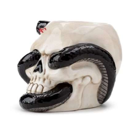 Skull with Coiled Snake Shaped Ceramic Oil Burner - Image 5