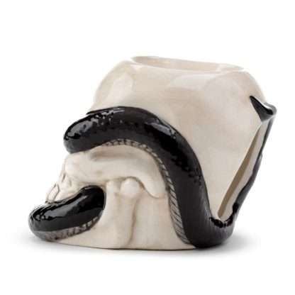 Skull with Coiled Snake Shaped Ceramic Oil Burner - Image 6