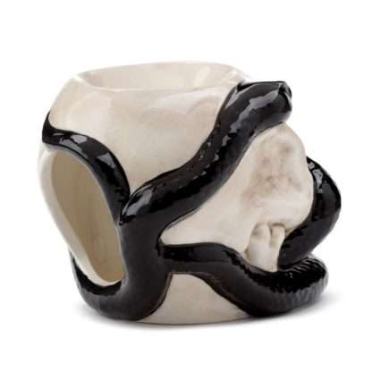 Skull with Coiled Snake Shaped Ceramic Oil Burner - Image 7