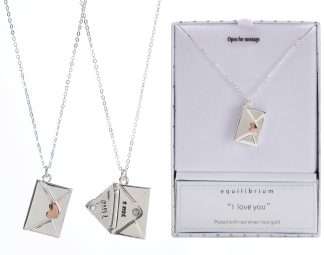 Equilibrium Necklace I Love You Silver & Rose Gold