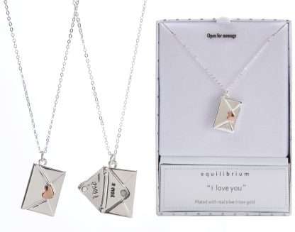 Equilibrium Necklace I Love You Silver & Rose Gold