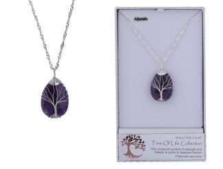 Equilibrium Necklace Tree of Life Teardrop Amethyst