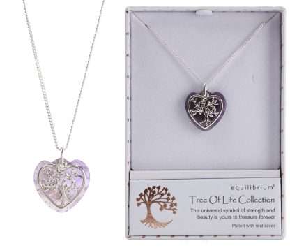 Equilibrium Necklace Tree of Life Heart Shaped Amethyst