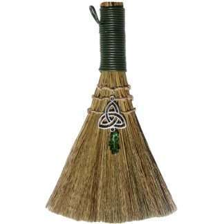 Wicca Broom  - Triquetra with Green Aventurine