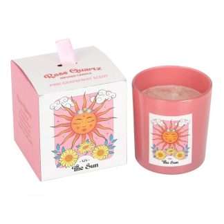 The Sun Celestial Rose Quartz Crystal Chip Candle