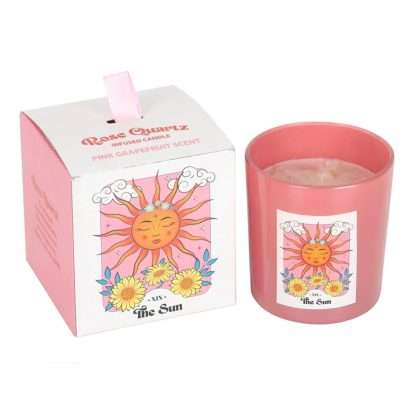 The Sun Celestial Rose Quartz Crystal Chip Candle