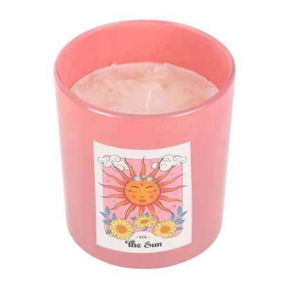 The Sun Celestial Rose Quartz Crystal Chip Candle - Image 2