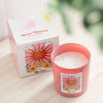 The Sun Celestial Rose Quartz Crystal Chip Candle - Image 6