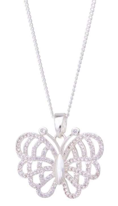 Equilibrium Exotic Butterfly Silver-Plated Necklace