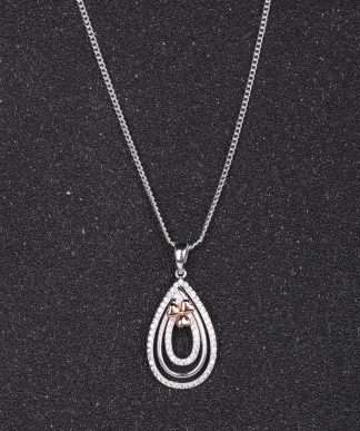 Equilibrium 2 Tone Oval Pendant Necklace