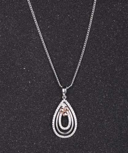 Equilibrium 2 Tone Oval Pendant Necklace