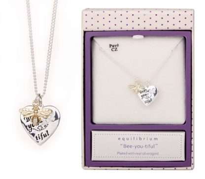 Equilibrium Bee 2 Toned Sentiment Necklace Beeutiful