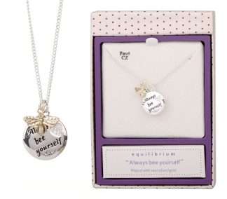 Equilibrium Bee 2 Toned Sentiment Necklace Always Bee