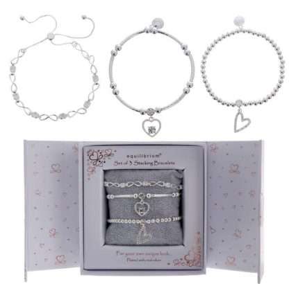 Equilibrium Set of 3 Stacking Silver-Plated Bracelet