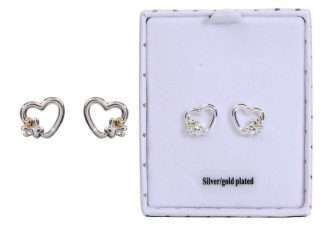 Equilibrium Furry Companion 2Tone Paw Print on Heart Earring