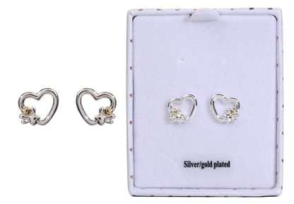 Equilibrium Furry Companion 2Tone Paw Print on Heart Earring