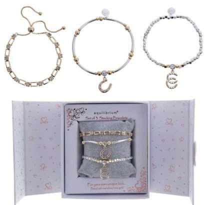 Equilibrium Set of 3 Stacking 2Tone Lucky Bracelet