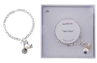 Equilibrium Modern Silver-Plated Bracelet Bee Happy