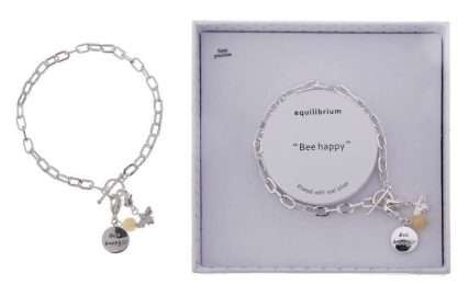 Equilibrium Modern Silver-Plated Bracelet Bee Happy