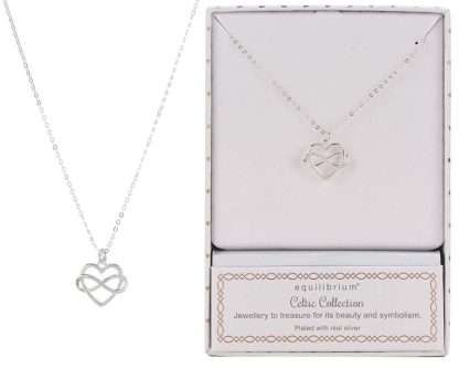 Equilibrium Celtic Infinity Heart Silver-Plated Necklace