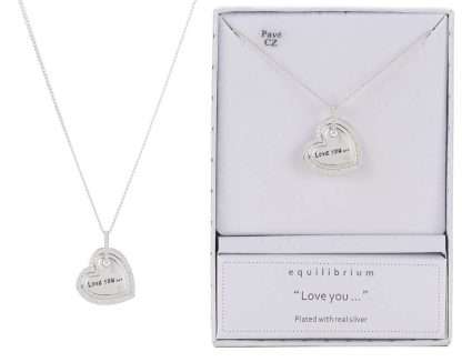 Equilibrium Layered Silver-Plated Sentiments Necklace Love U