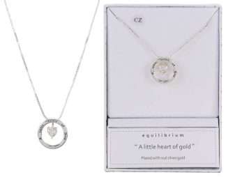 Equilibrium Silver-Plated Sentiments Necklace Heart Gold
