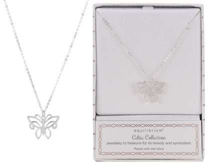 Equilibrium Celtic Butterfly Silver-Plated Necklace
