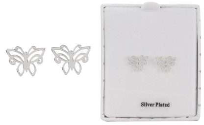 Equilibrium Celtic Butterfly Silver-Plated Stud Earring