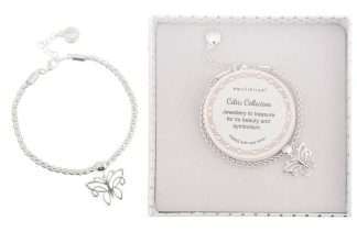 Equilibrium Celtic Butterfly Silver-Plated Mesh Bracelet