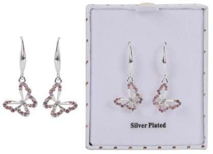 Equilibrium Elegant Pastel Butterfly Silver-Plated Earring
