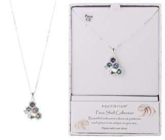 Equilibrium Paua Shell Bee Honeycomb Silver-Plated Necklace