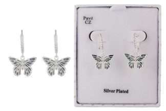 Equilibrium Paua Shell Butterfly Silver-Plated Earring