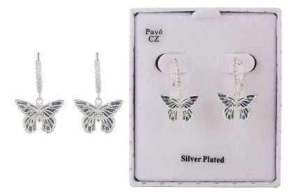 Equilibrium Paua Shell Butterfly Silver-Plated Earring