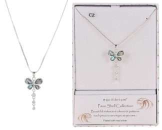 Equilibrium Paua Shell Butterfly Trail Silver-Plated Necklace