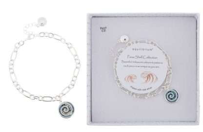 Equilibrium Paua Shell Swirl Silver-Plated Bracelet