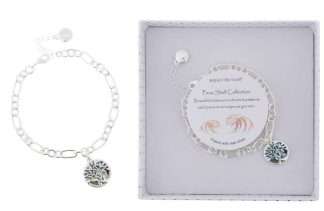 Equilibrium Paua Shell Tree Life Silver-Plated Bracelet