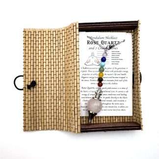 Pendulum Necklace-  Rose Quartz with Chakra Beads